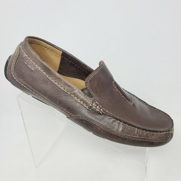 Clarks Brown Leather Driving Slip-On Loafers Men’s Size 9.5 M 61716 Moccasins main image 7